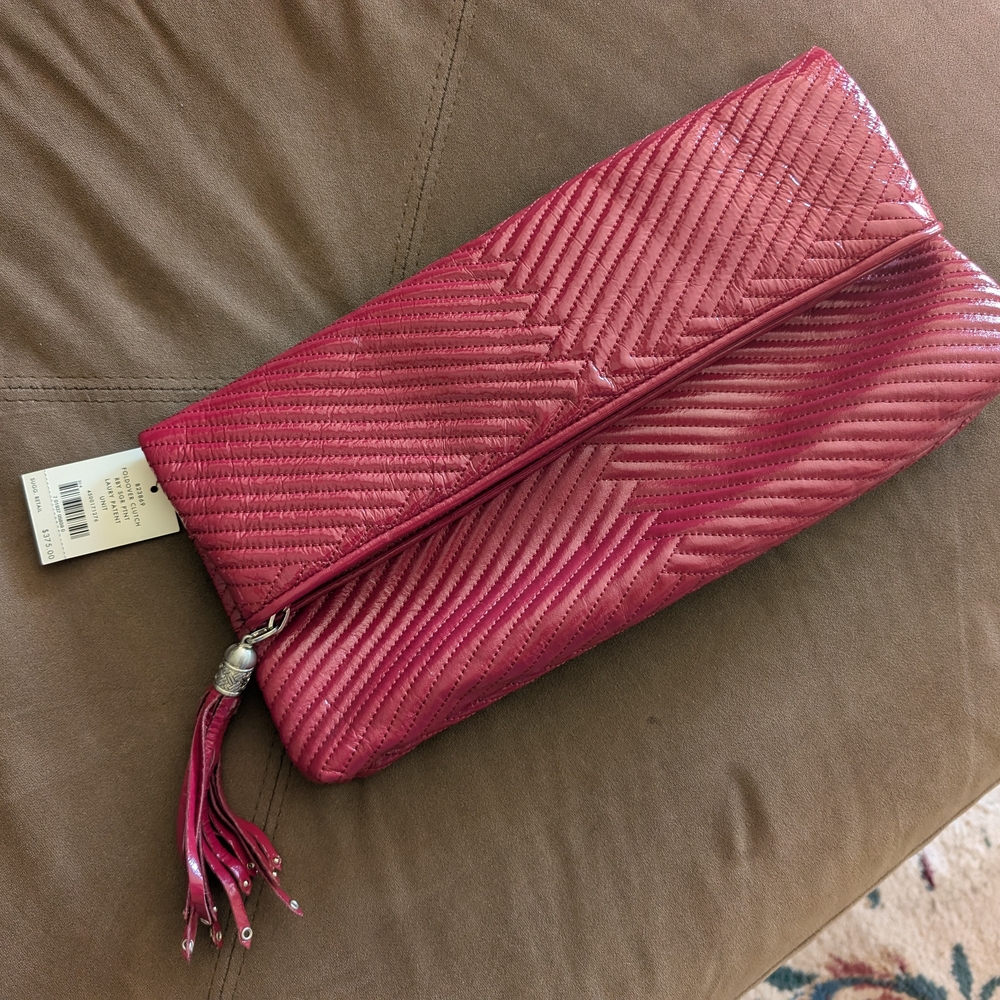 Cole Haan Pink Quilted Clutch with Tassel Detail